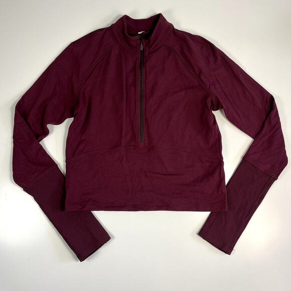 Lululemon Small Burgundy Maroon Its Rulu Long Sleeve Top 1/2 Zip Pullover Jacket - Picture 9 of 13